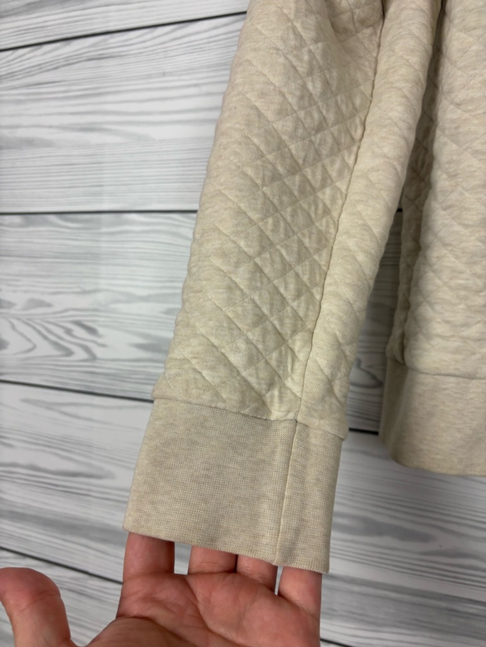 Patagonia Organic Cotton Quilted Snap-T Pullover Sweatshirt Medium oatmeal tan - Picture 3 of 8